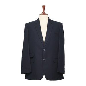 Mens Blazer Blue Wool 2 Button Dress Formal Suit Jacket Wedding Sport Coat 44R